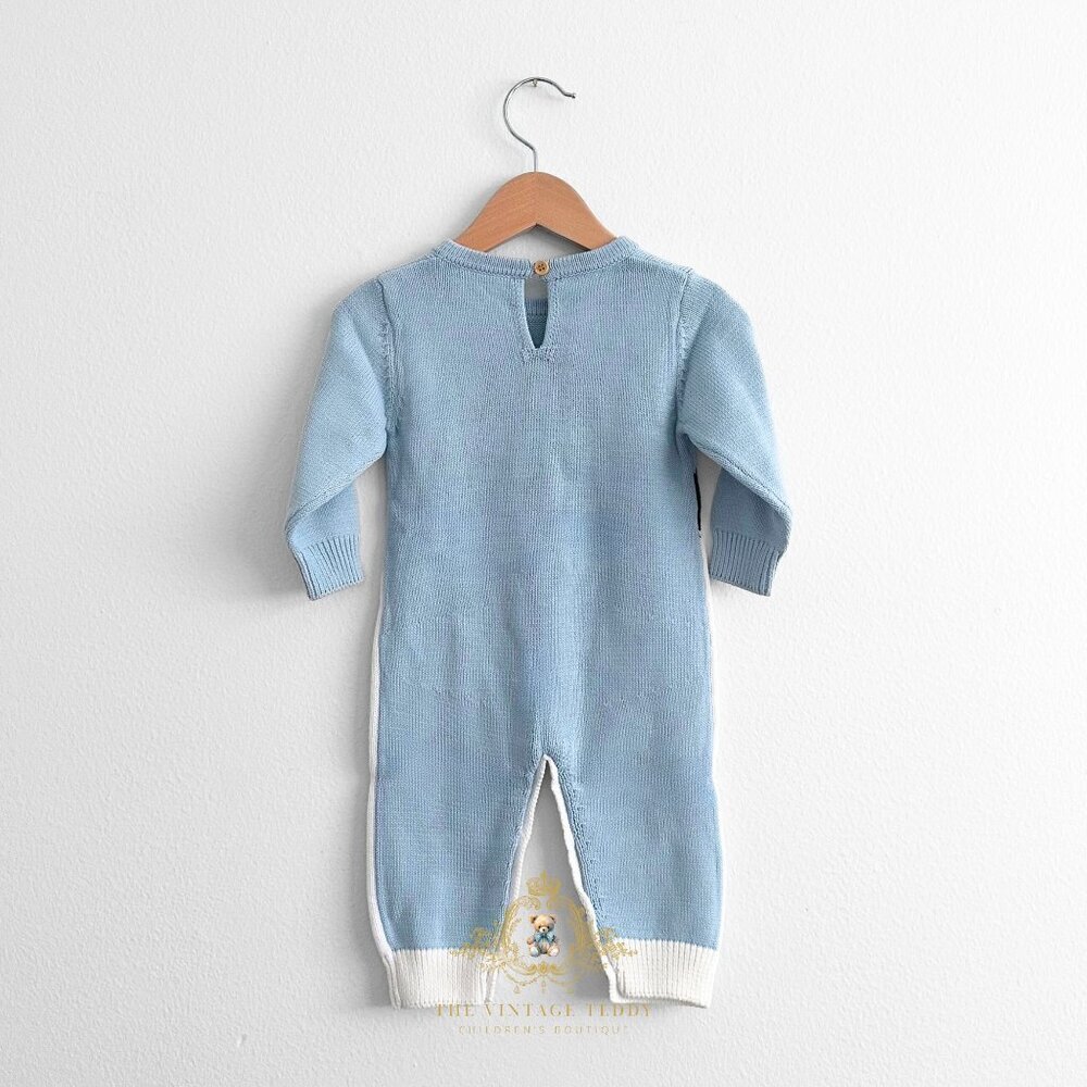 NWT Cute Kids Knit Sweater One-piece Bodysuits Romper Penguin Baby Blue 6-12M - Picture 3 of 3